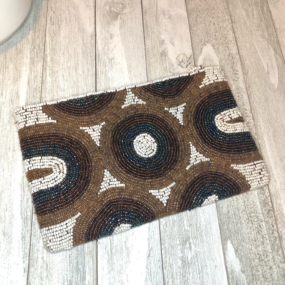 Hand beaded clutch purse from Mexico